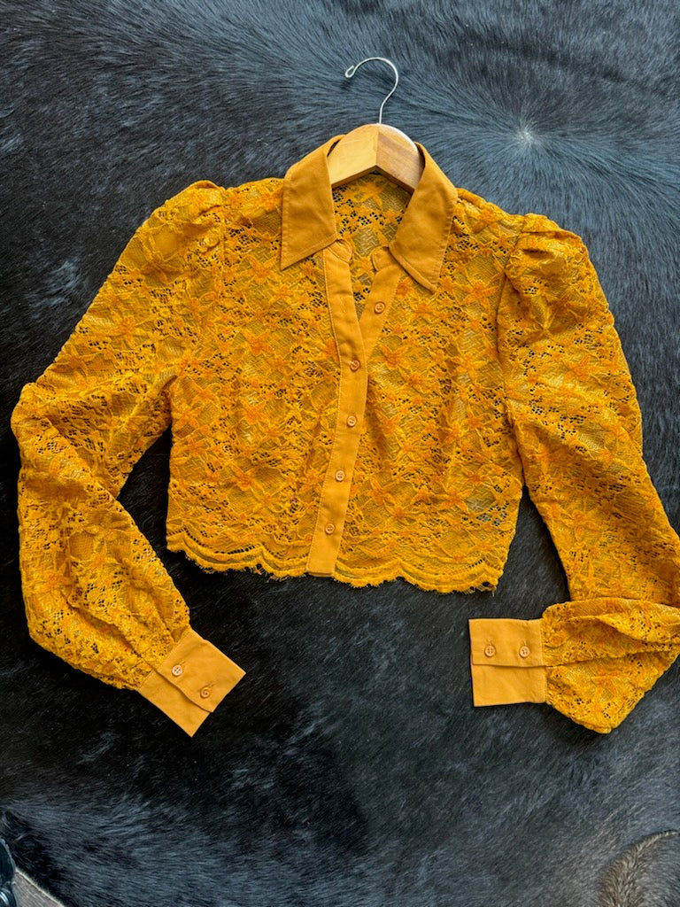 Orange Lace Crop
