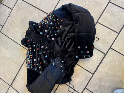 Velour Rhinestone Crop Jacket
