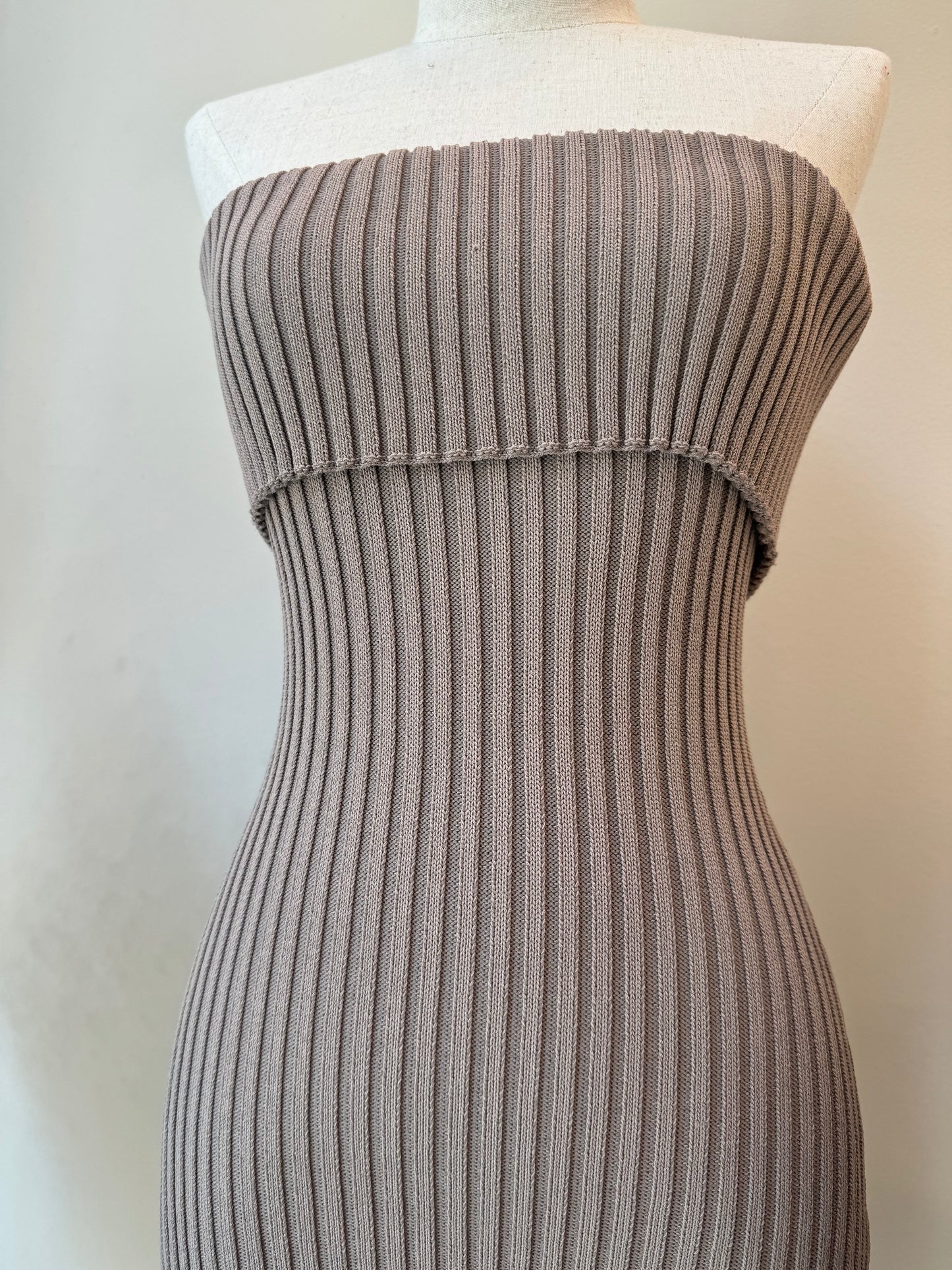Gray Sweater Off Shoulder Dress
