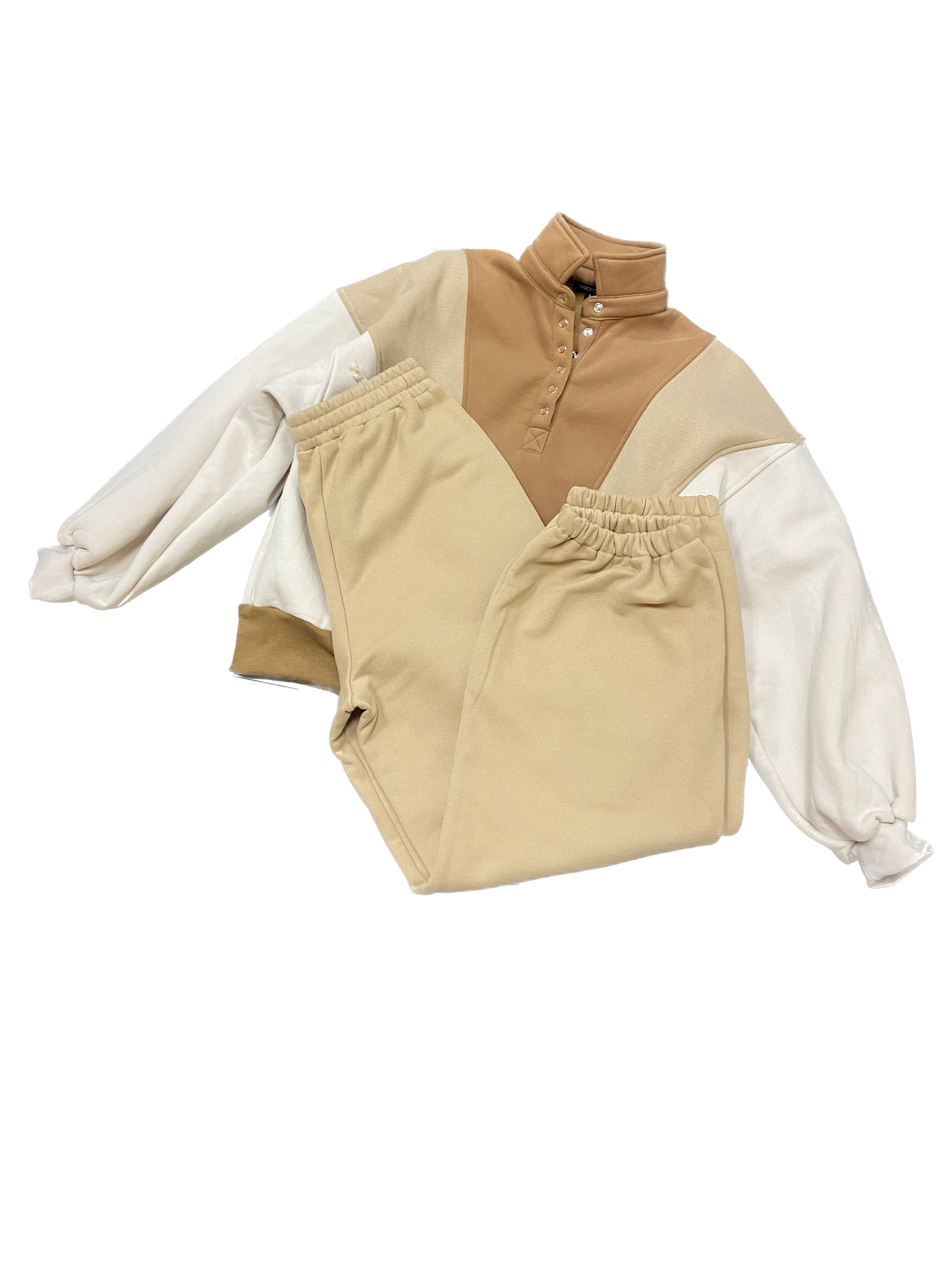 Beige and White Sweat Suit