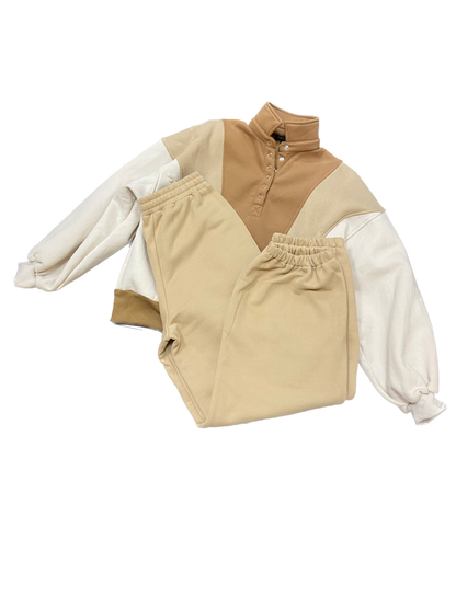 Beige and White Sweat Suit