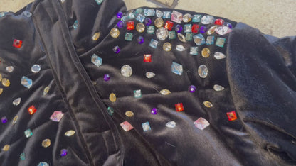 Velour Rhinestone Crop Jacket